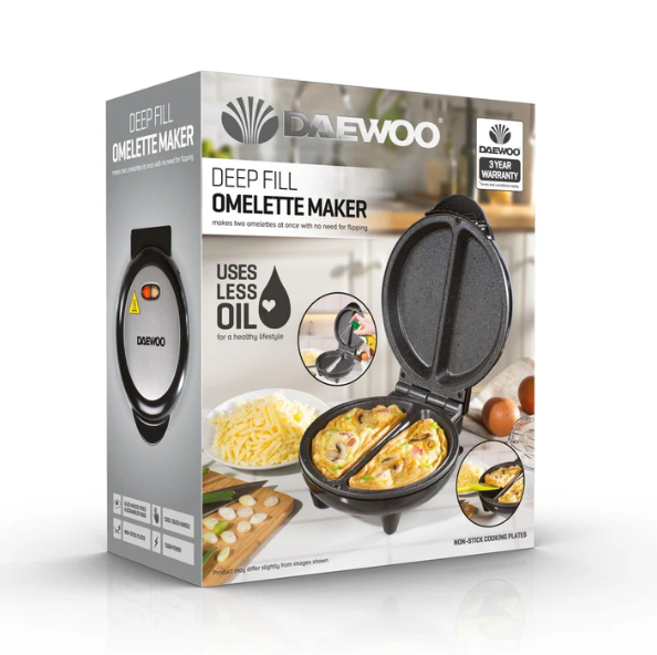 Daewoo Non Stick Deep Fill Omelette Maker 750W Perfect Breakfast Companion