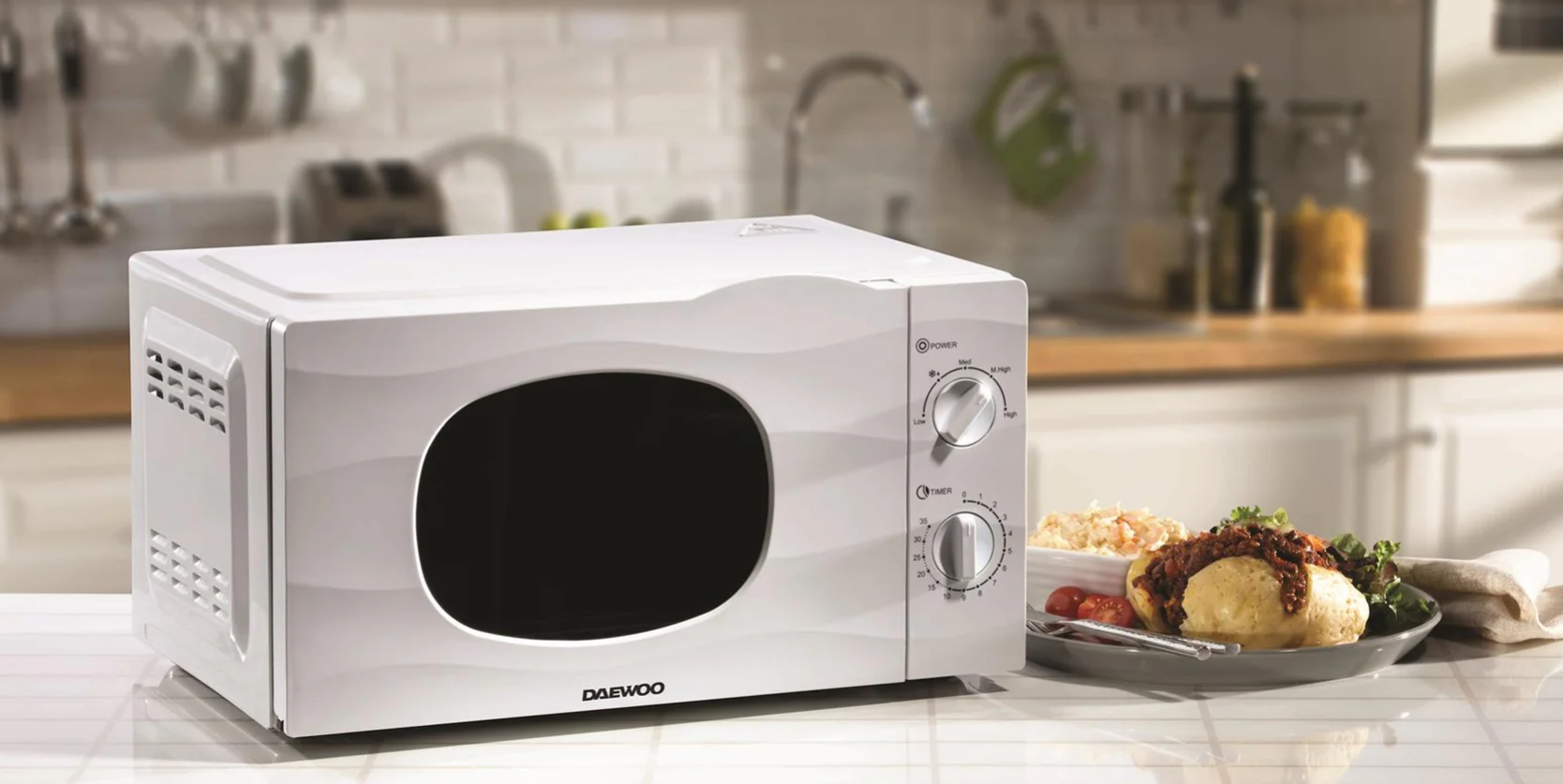 Daewoo 20L 700W White Microwave Oven Compact Kitchen Appliance