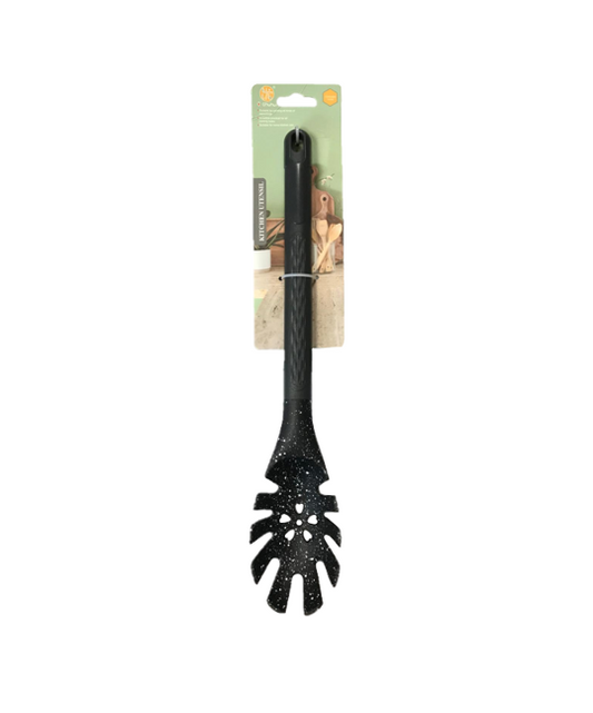 Plastic Cooking Pasta Noodle Scooping Spoon Speckled Black