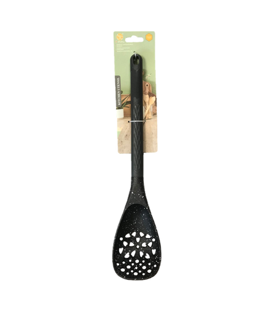 8 x 35 cm Plastic Cooking Drainer Spoon Speckled Black