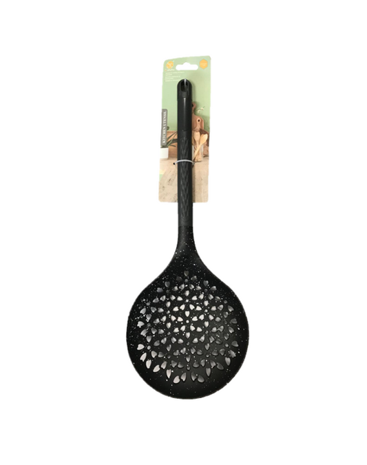 Speckled Black Plastic Cooking Strainer Skimmer Spoon 17x42 cm