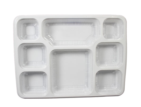 Premium Disposable White Plastic Divider Plate 8 Sections 30 x 23 cm Pack of 25