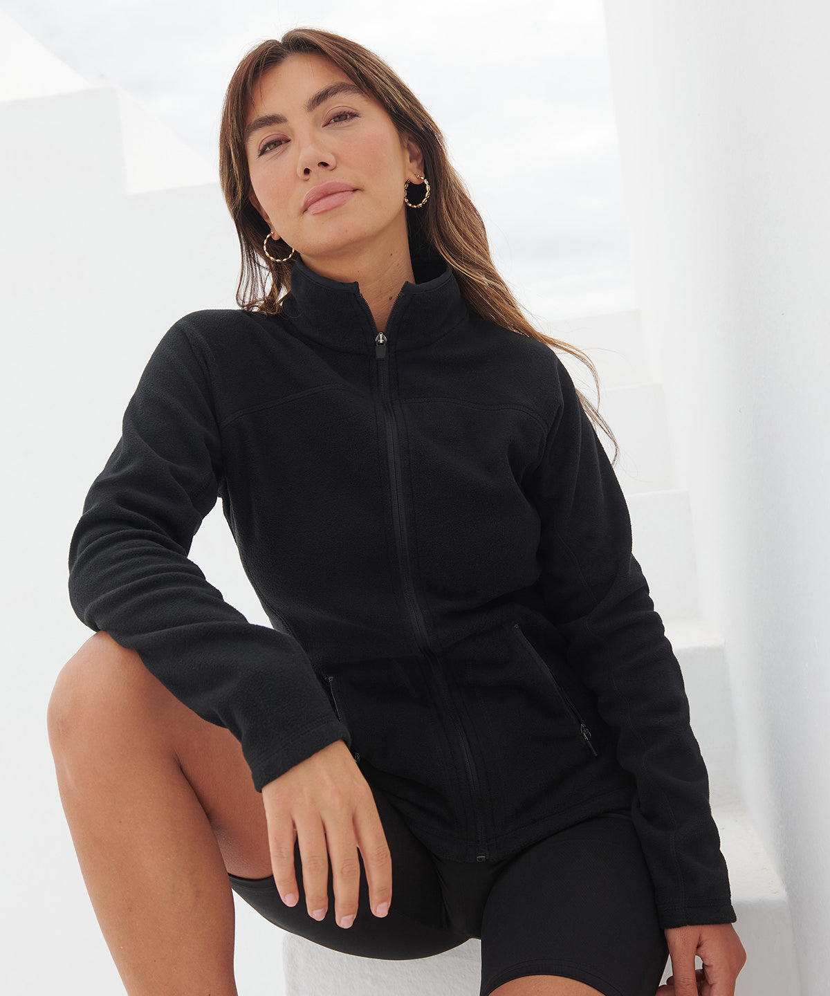 Black Microfleece Jacket Lightweight Stylish Outerwear Choice