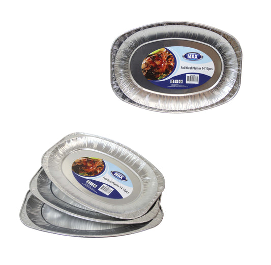 Premium 14 Foil Oval Serving Platter Trays Set of 3