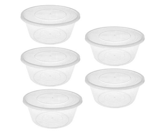 Disposable Plastic Round Food Containers 16oz Pack of 5
