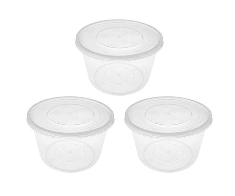 Disposable Plastic Round Food Containers 40oz 3Pack
