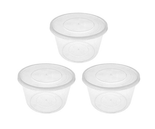 Disposable Plastic Round Food Containers 40oz 3Pack