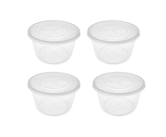 Disposable Plastic Round Food Container 25oz Pack of 4