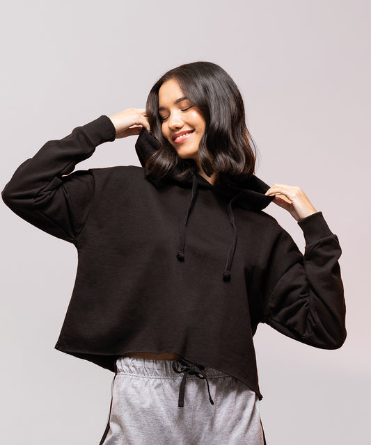 Womens Black Cropped Slounge Hoodie Casual Comfort with a Stylish Edge