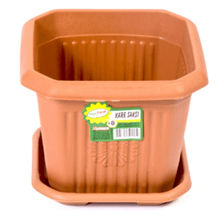 Small Square Plastic Plant Pot with Base IndoorOutdoor Gardening Solution