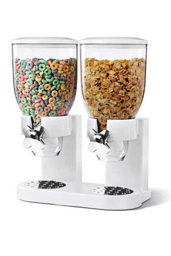 SQ Professional Plastic Double Hotel Cereal Dispenser White 2 x 05L Capacity