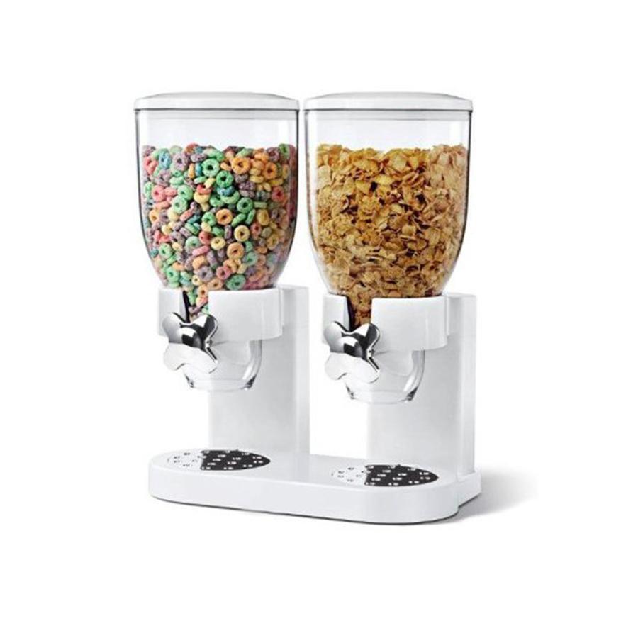 SQ Professional Plastic Double Hotel Cereal Dispenser White 2 x 05L Capacity