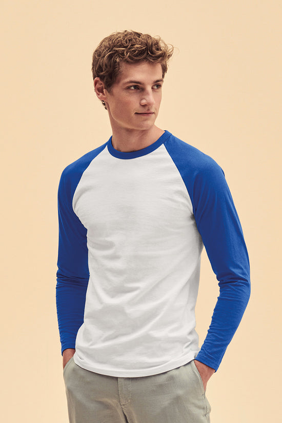 Mens Long Sleeve Baseball TShirt by Fruit of the Loom