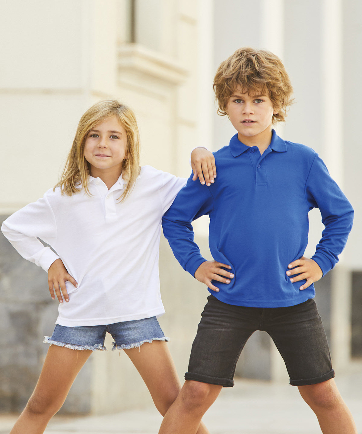 Kids Long Sleeve 6535 Polo Shirt Fruit of the Loom