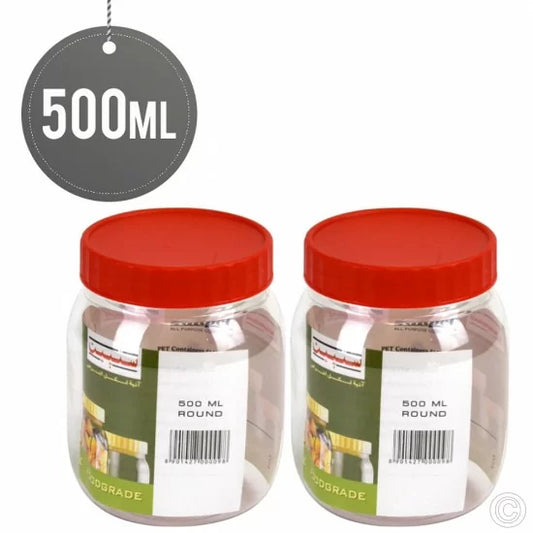Durable Plastic Pet Food Storage Jars 500ml Set of 2