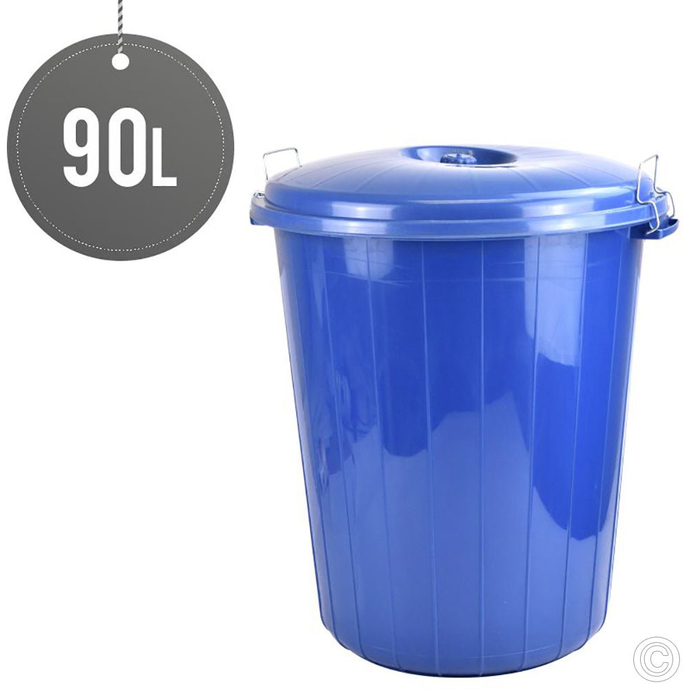 Durable 90L Blue Plastic Double Lock Handle Bin with Lid