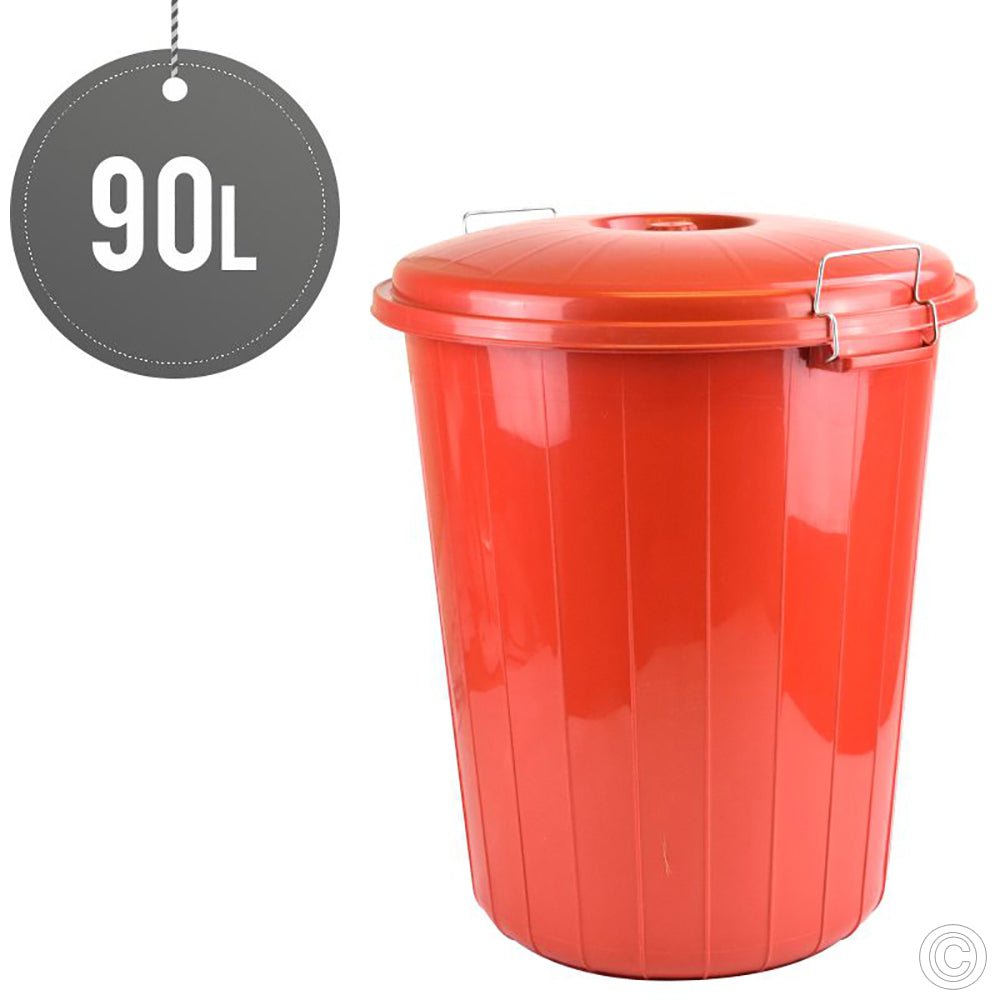 Durable 90L Plastic Double Lock Handle Bin With Lid Assorted Colors