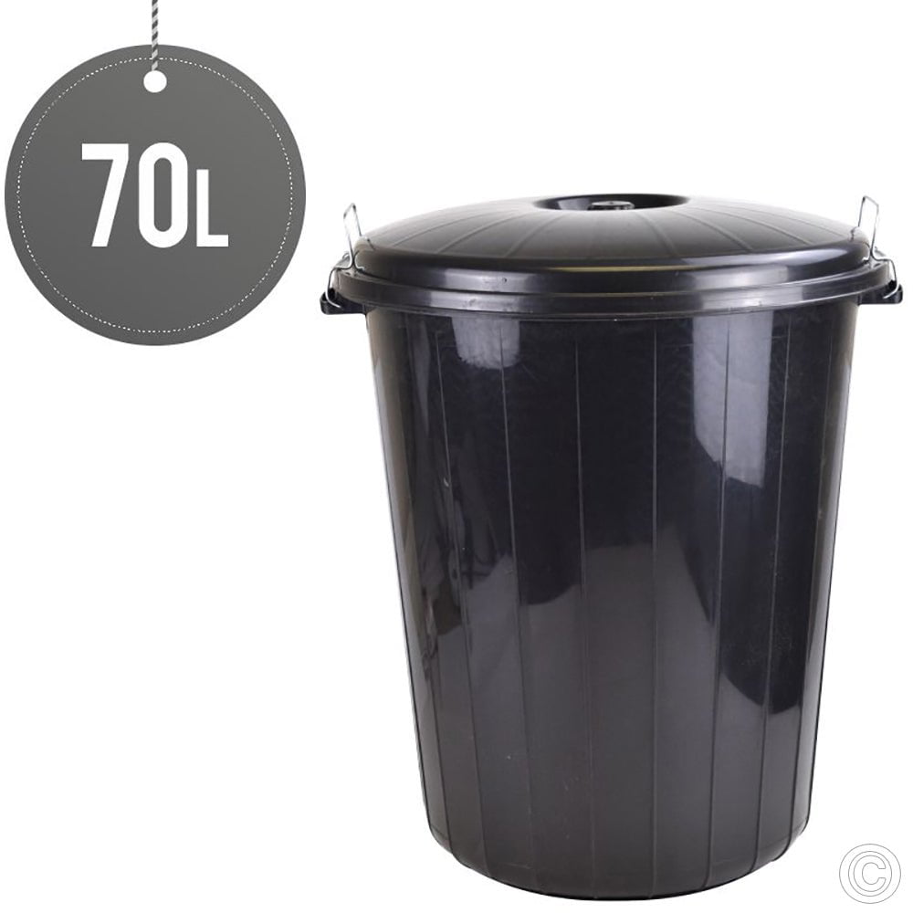 70L Round Black Plastic Dustbin HighQuality Waste Management Solution