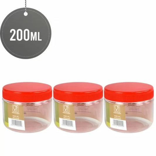 Durable Plastic Kitchen Pet Food Storage Jars 200 ml Set of 3