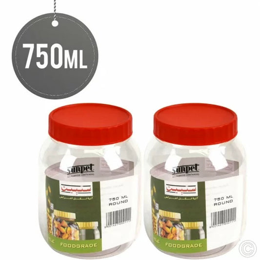 Durable Plastic Pet Food Storage Jar 750ml Set of 2