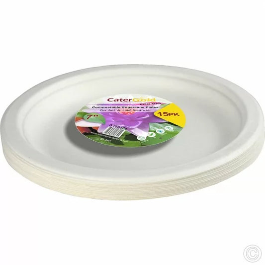 EcoFriendly Bagasse Sugarcane Plates 7 Pack of 15