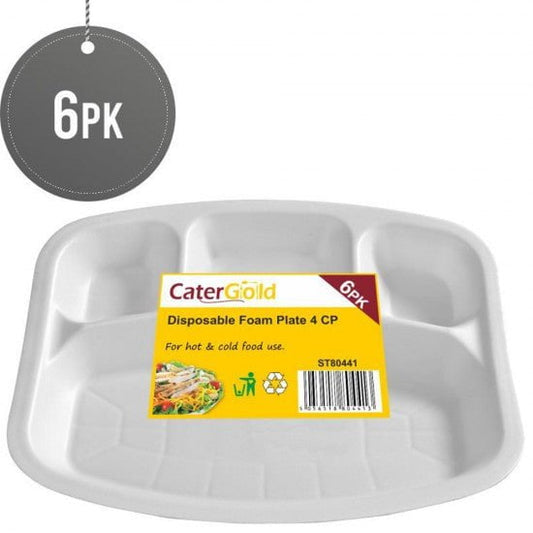 Disposable Foam Plates with 4 Sections Pack of 6