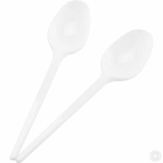 60 Reusable White Plastic Spoons EcoFriendly Utensils Pack