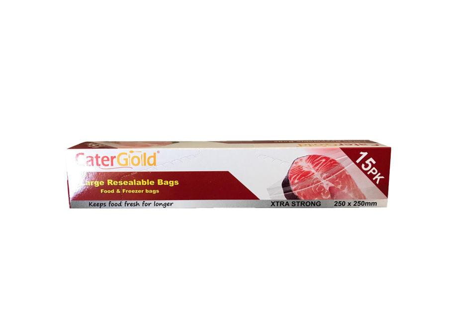 CaterGold Large Freezer Seal Bags 250x250mm Pack of 15 Premium Quality