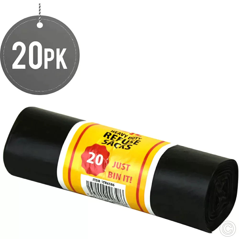 Heavy Duty 70L Black Refuse Bags 20 Pack Strong Versatile