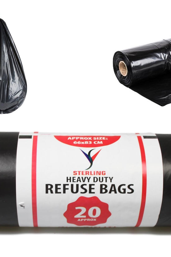 Heavy Duty 70L Black Refuse Bags 20 Pack Strong Versatile
