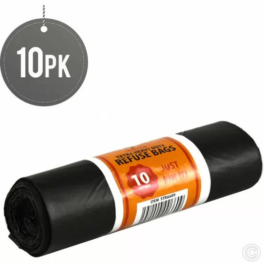 Heavy Duty Black Bin Bags 90L 10 Pack Durable Waste Disposal Solution