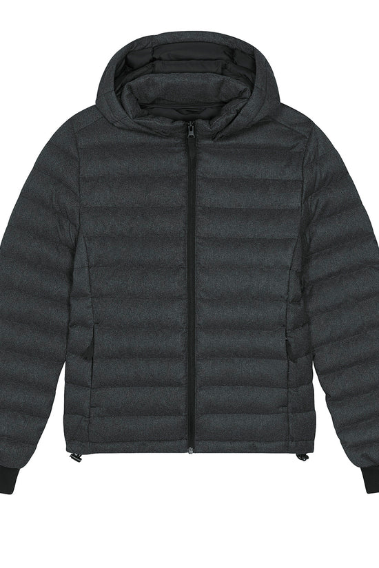Stella Voyager Heather Grey WoolLike Padded Jacket with Detachable Hood