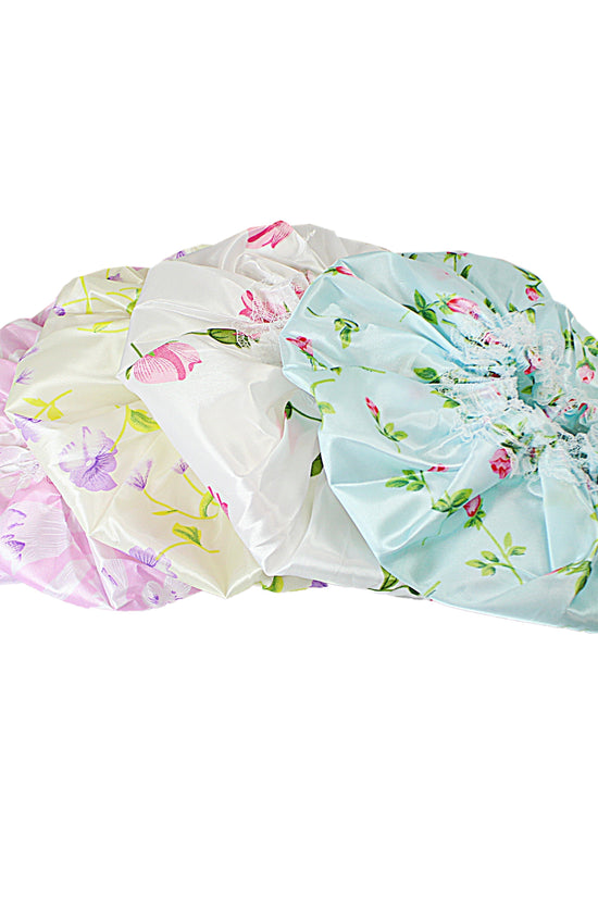 Stylish Reusable Floral Print Shower Cap Assorted Colors