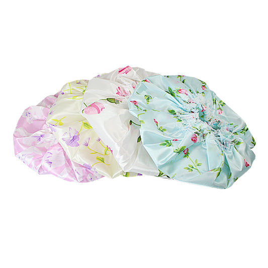 Stylish Reusable Floral Print Shower Cap Assorted Colors