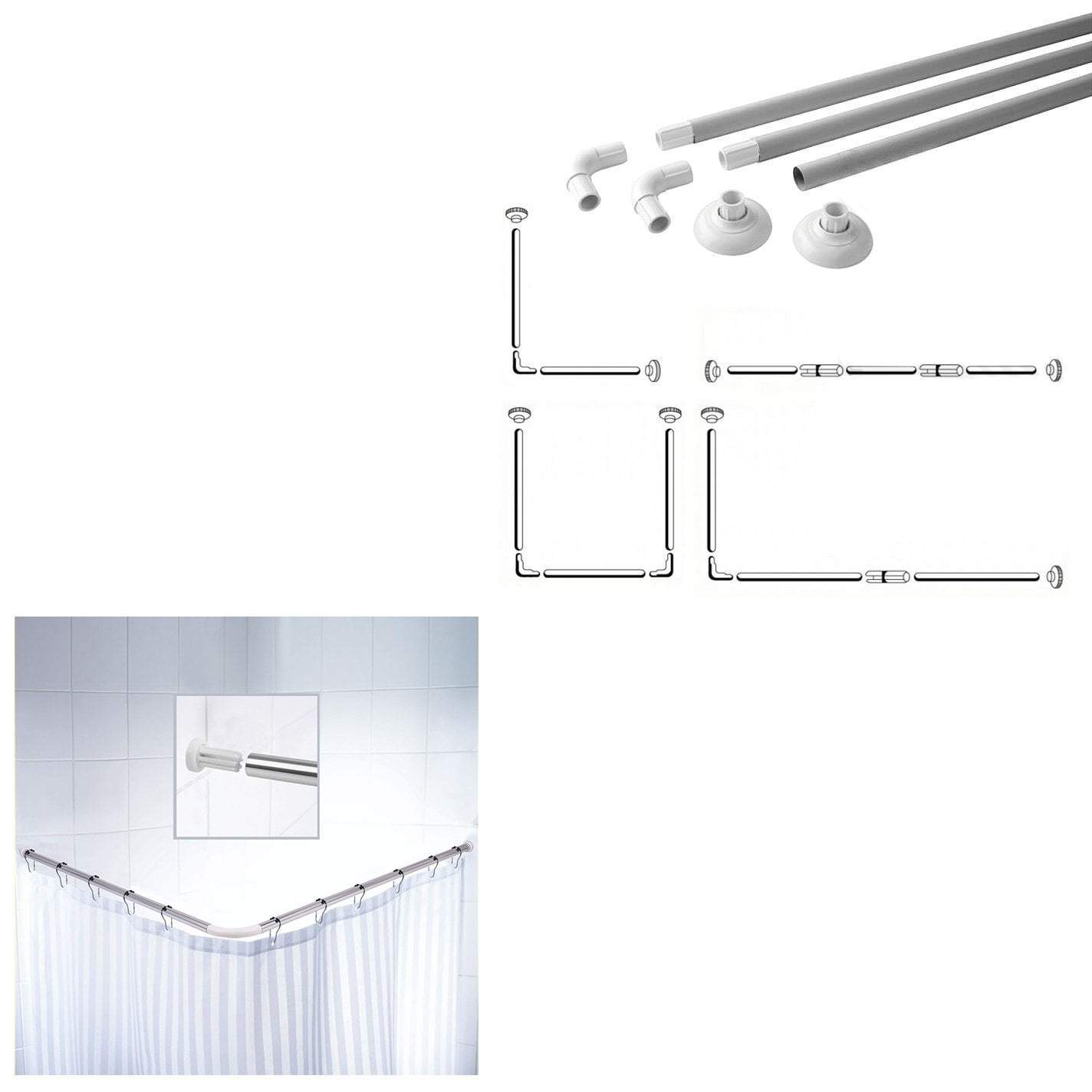 Luxurious Corner Shower Curtain Rod 80x80x80 cm