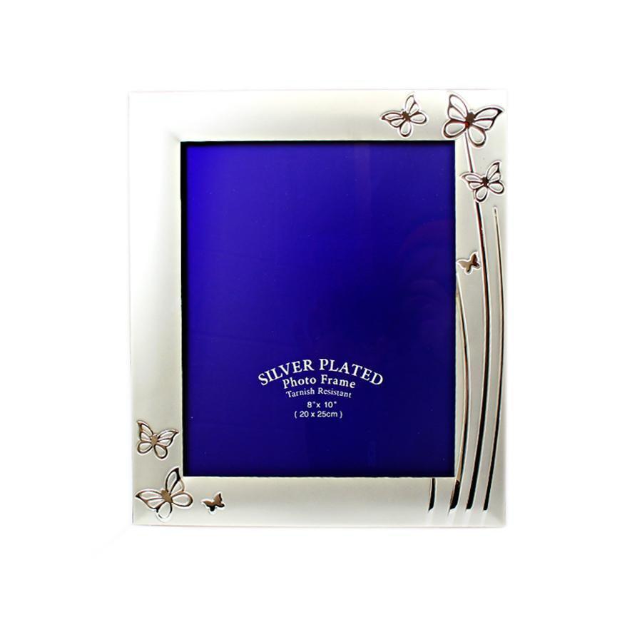 Elegant Silver Plated Butterfly Design 8x10 Photo Frame