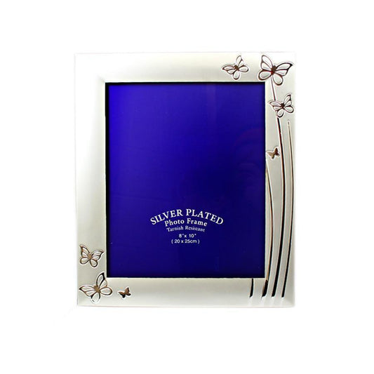 Elegant Silver Plated Butterfly Design 8x10 Photo Frame