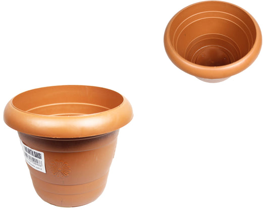 Durable Plastic Brown Garden Flower Pot No1 15 x 14 cm
