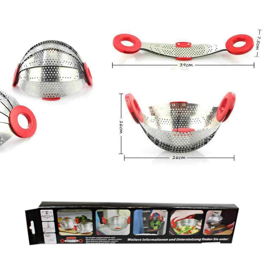 Compact Foldable Metal Colander Strainer with Ergonomic Plastic Handles 16 x 26 cm