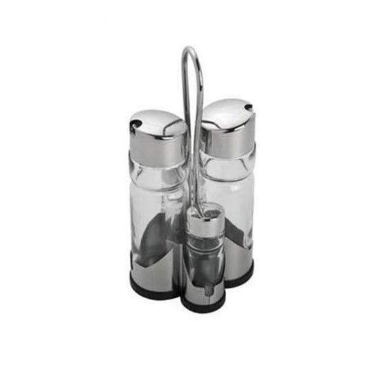 Metal Glass Oil Vinegar Spice Shaker Set Kitchen Rack 16cm Set of 4