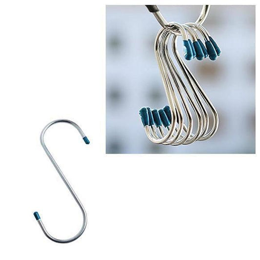 Versatile 4 Pack Stainless Steel S Hooks 7x10cm for Kitchen Pan and Closet Organization
