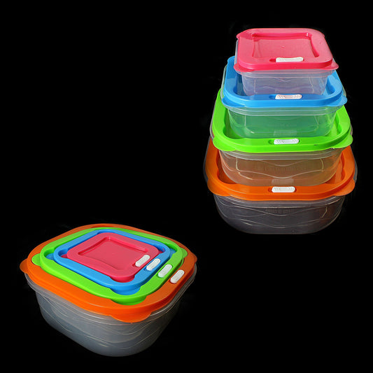 Durable Plastic Square Food Storage Containers Set of 4
