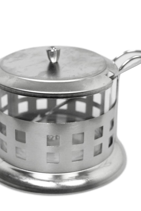 Elegant Steel and Glass Sugar Spice Seasoning Storage Jar 9 x 8 cm
