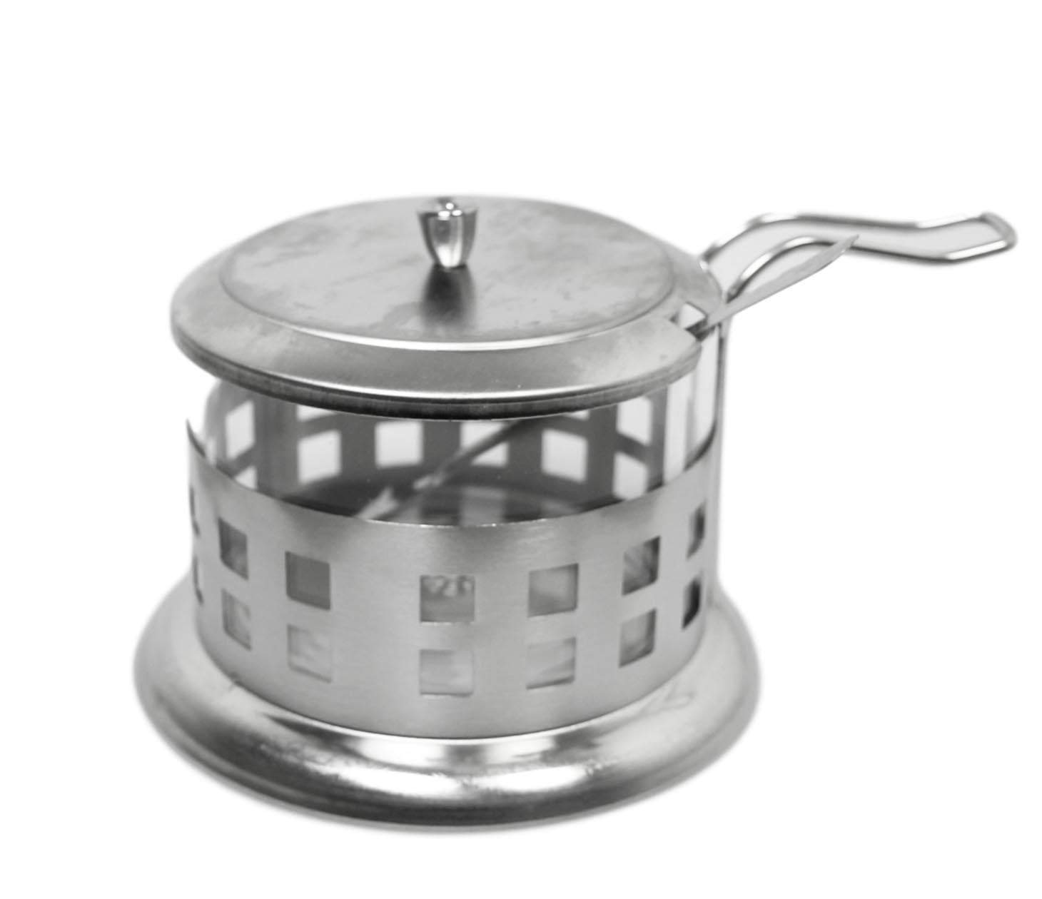 Elegant Steel and Glass Sugar Spice Seasoning Storage Jar 9 x 8 cm