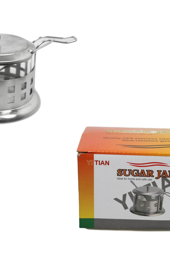 Elegant Steel and Glass Sugar Spice Seasoning Storage Jar 9 x 8 cm