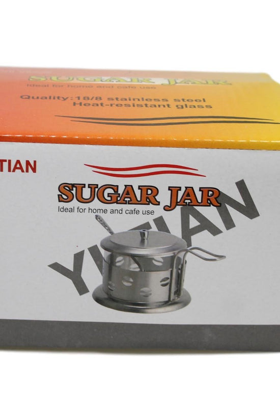 Elegant Steel and Glass Sugar Spice Seasoning Storage Jar 9 x 8 cm