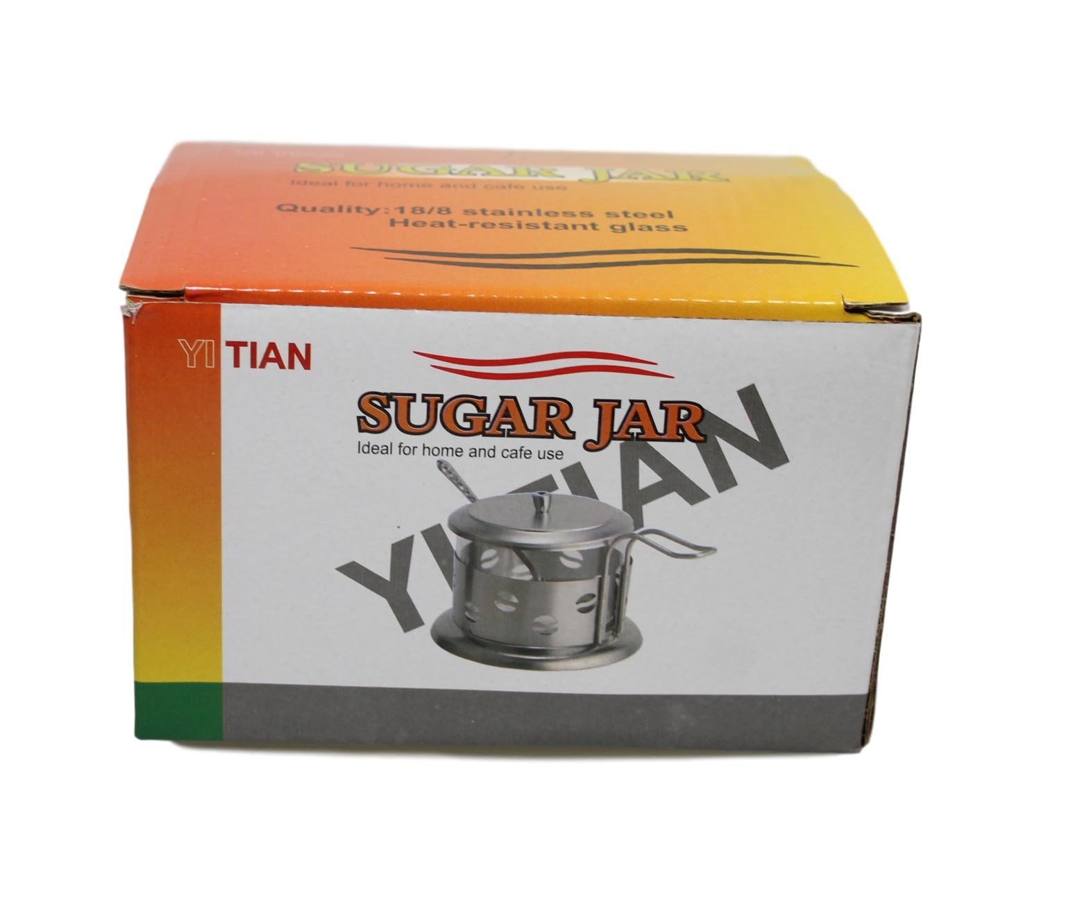 Elegant Steel and Glass Sugar Spice Seasoning Storage Jar 9 x 8 cm