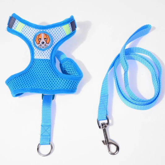 Reflective Dog Leash with Soft Harness Vest Small Size