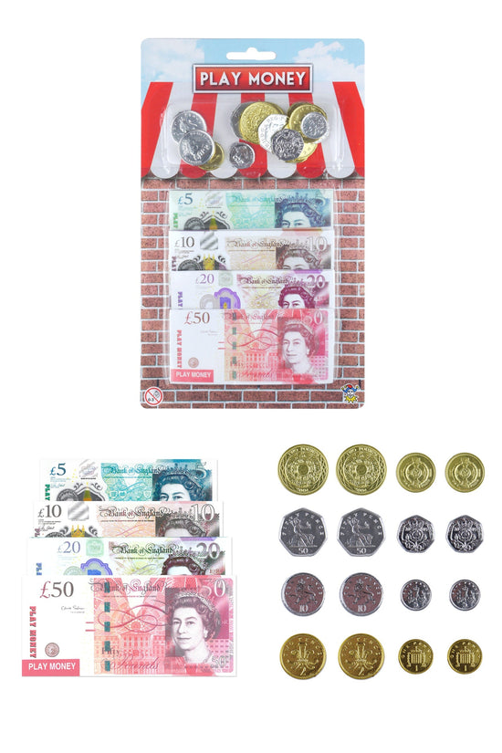Educational Kids Fake Play Money Set with Realistic Notes and Coins