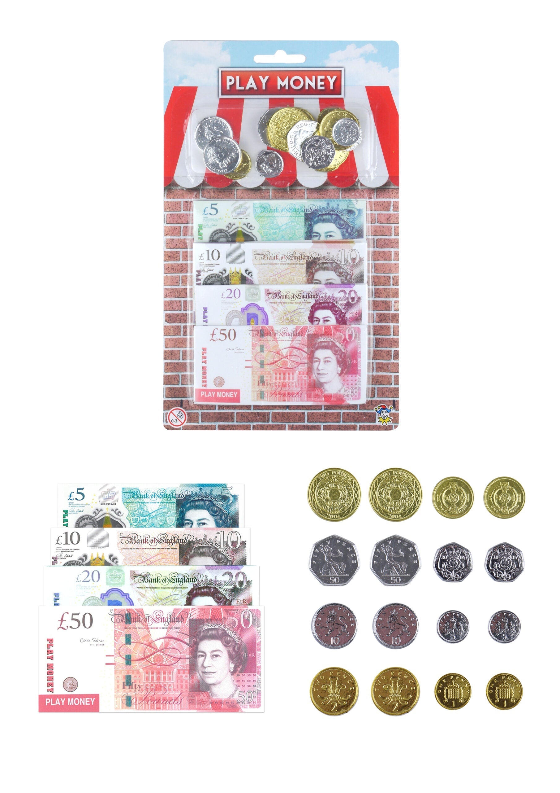 Educational Kids Fake Play Money Set with Realistic Notes and Coins